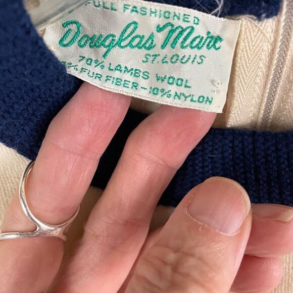 Vintage Douglas Marc Lambs Wool Fur Fiber Abstract Sweater Small 70s - Picture 3 of 11